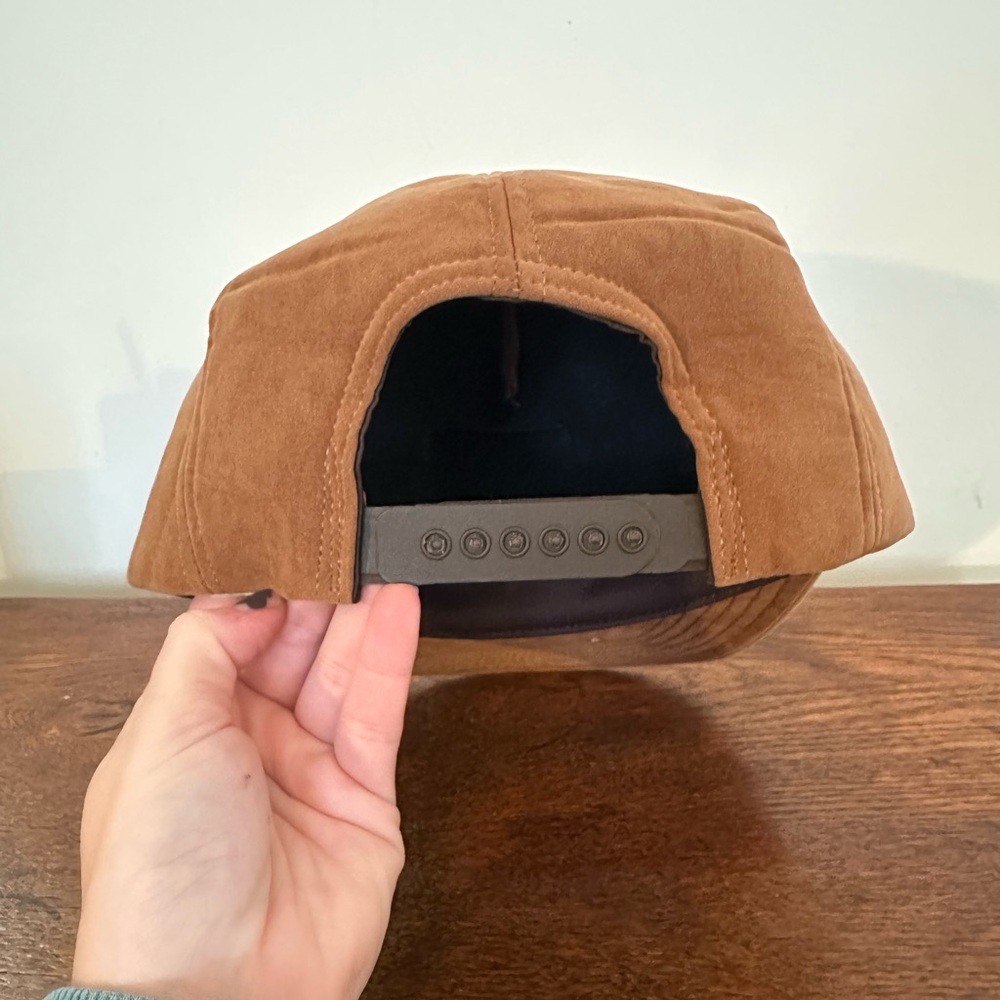 NWOT Vintage Brown Suede Trucker Hat with Pride in Tobacco Patch - Picture 2 of 4